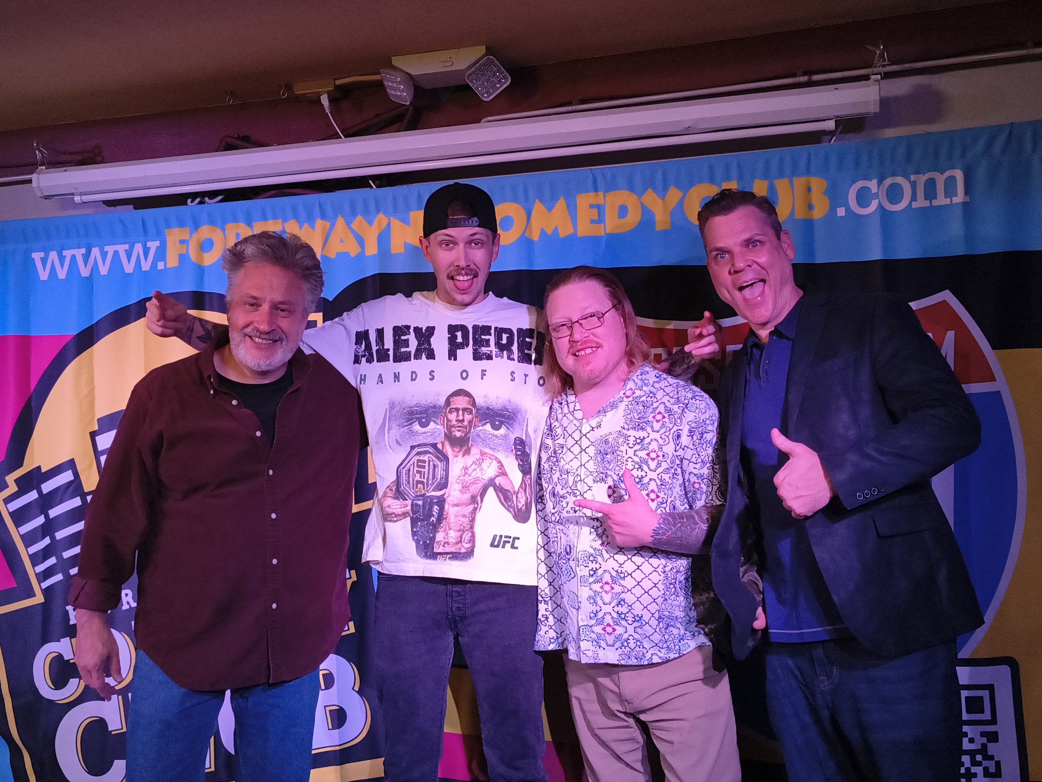 Bam post-show with Cam Bertrand, Trevor Scott, and Ken Carlson at Fort Wayne Comedy Club
