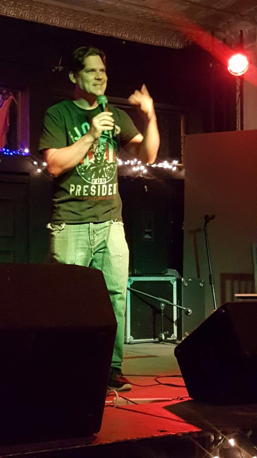 Bam on stage in a Joey for President shirt