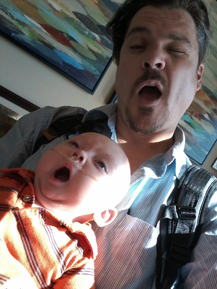 Bam and his baby both yawning
